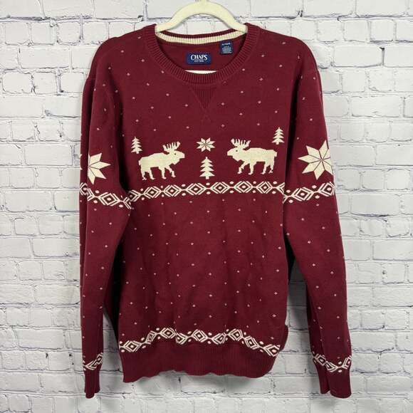 Chaps Other - Chaps Mens Holiday Crew Neck Pullover Moose Sweater, Size XL